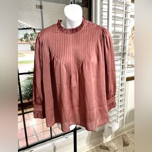 Ann Taylor long sleeve blouse in a muted rust color NWT size XS